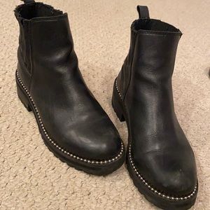 Steve Madden Black Ankle Boots with Silver Accents